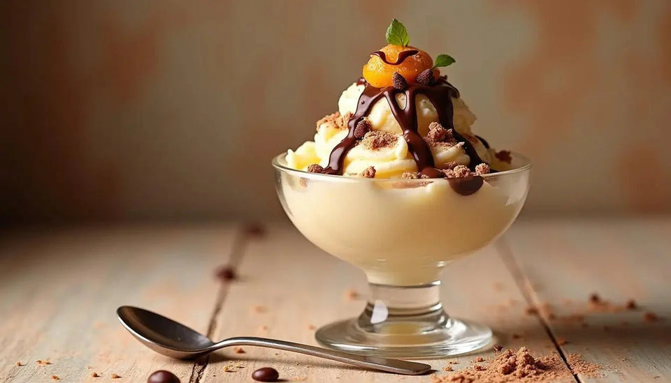 La Dame Blanche revisitée avec chantilly maison et sauce chocolat - Gelmix