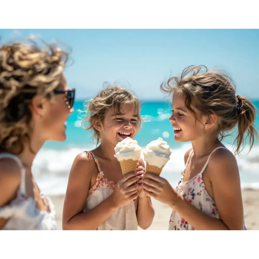 Familia sonriente disfrutando Helado Soft cremoso con Gelmix