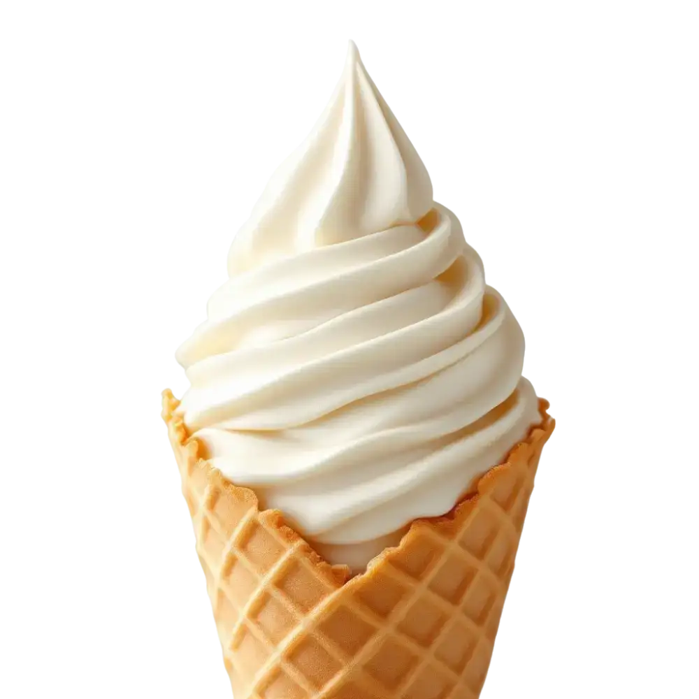 Helado suave de yogur servido en cono con Mezcla Para Helado Soft