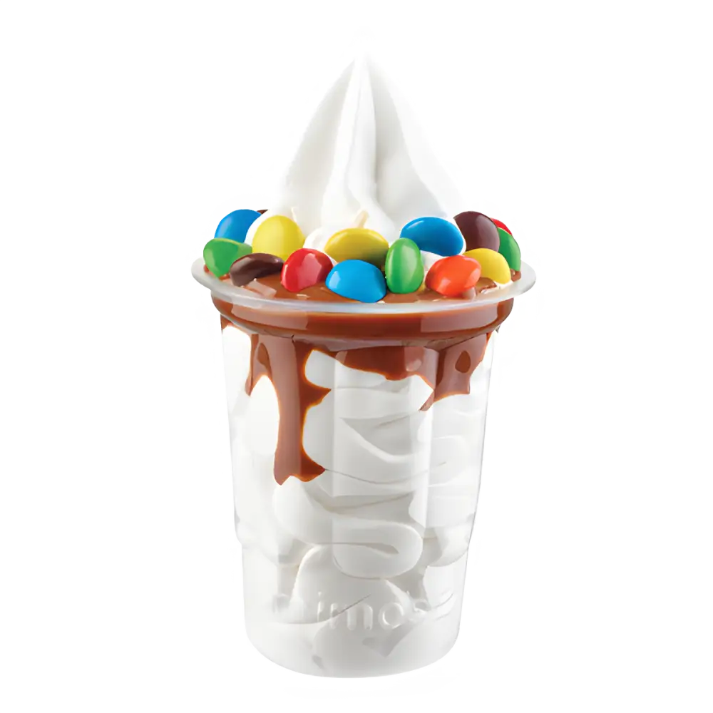 Mezcla de helado Base neutra con helado, salsa de chocolate y coloridos M&Ms